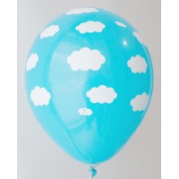 Dark Blue Clouds Design Printed Balloons